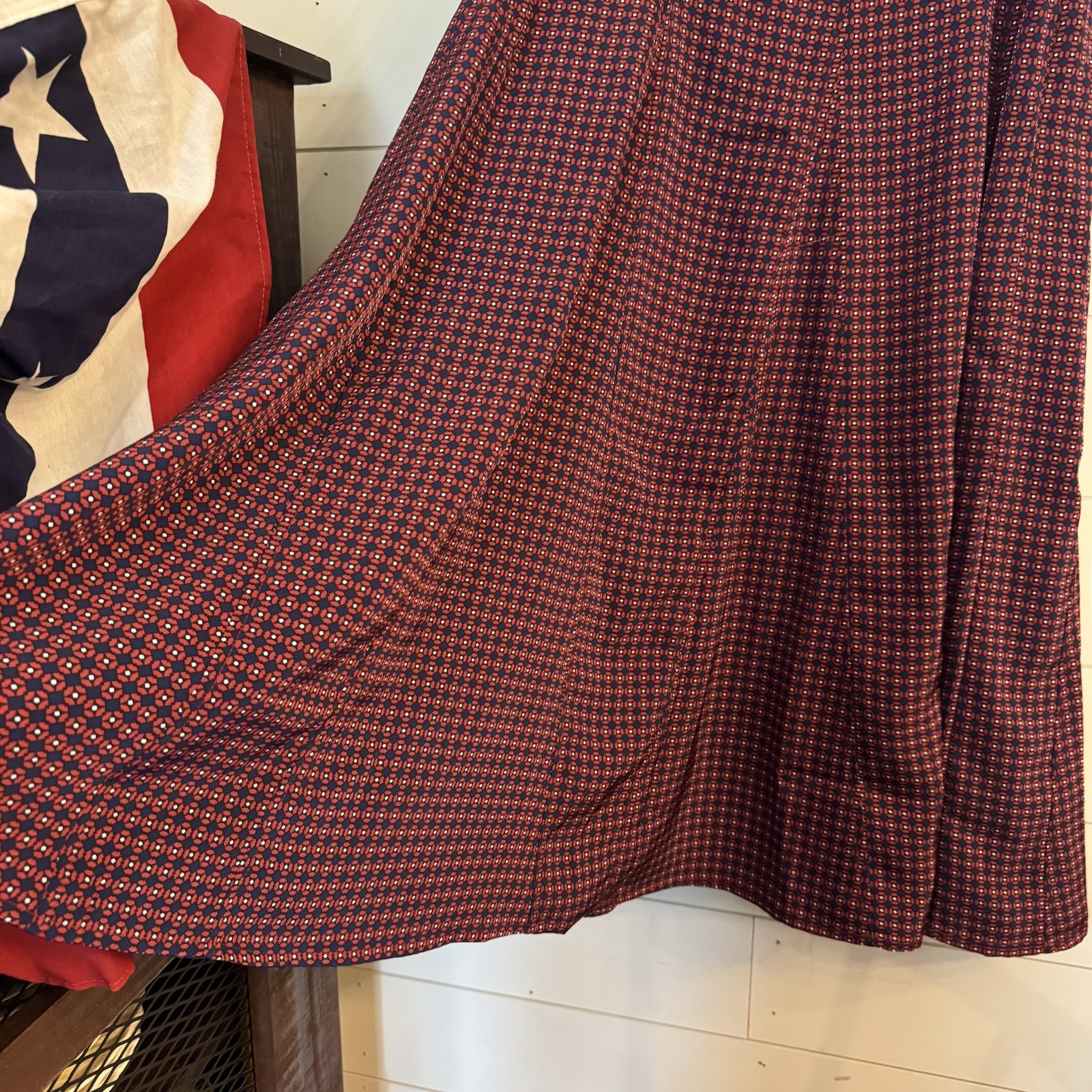 Banana Republic Retro Red/white & Blue Maxi Swing Skirt Size 8 Petite