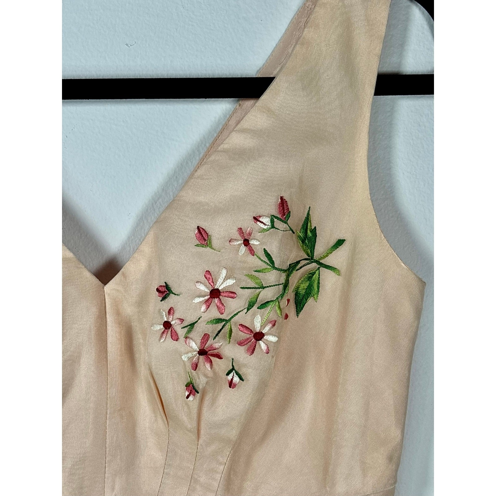 1960s Lilli Diamond Pink Silk Chiffon Embroidered Wiggle Dress As Is