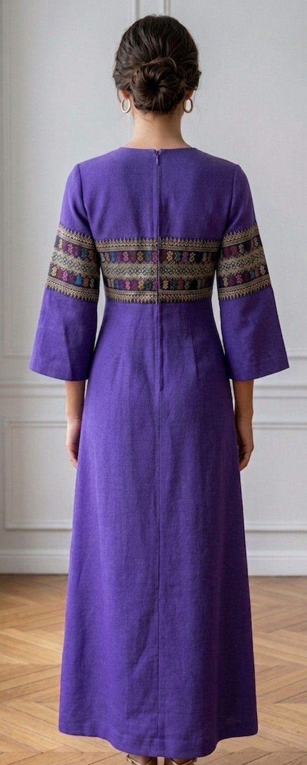 Vintage 70’s Bohemian Tapestry Bell Sleeves Empire Maxi Dress XS Renaissance
