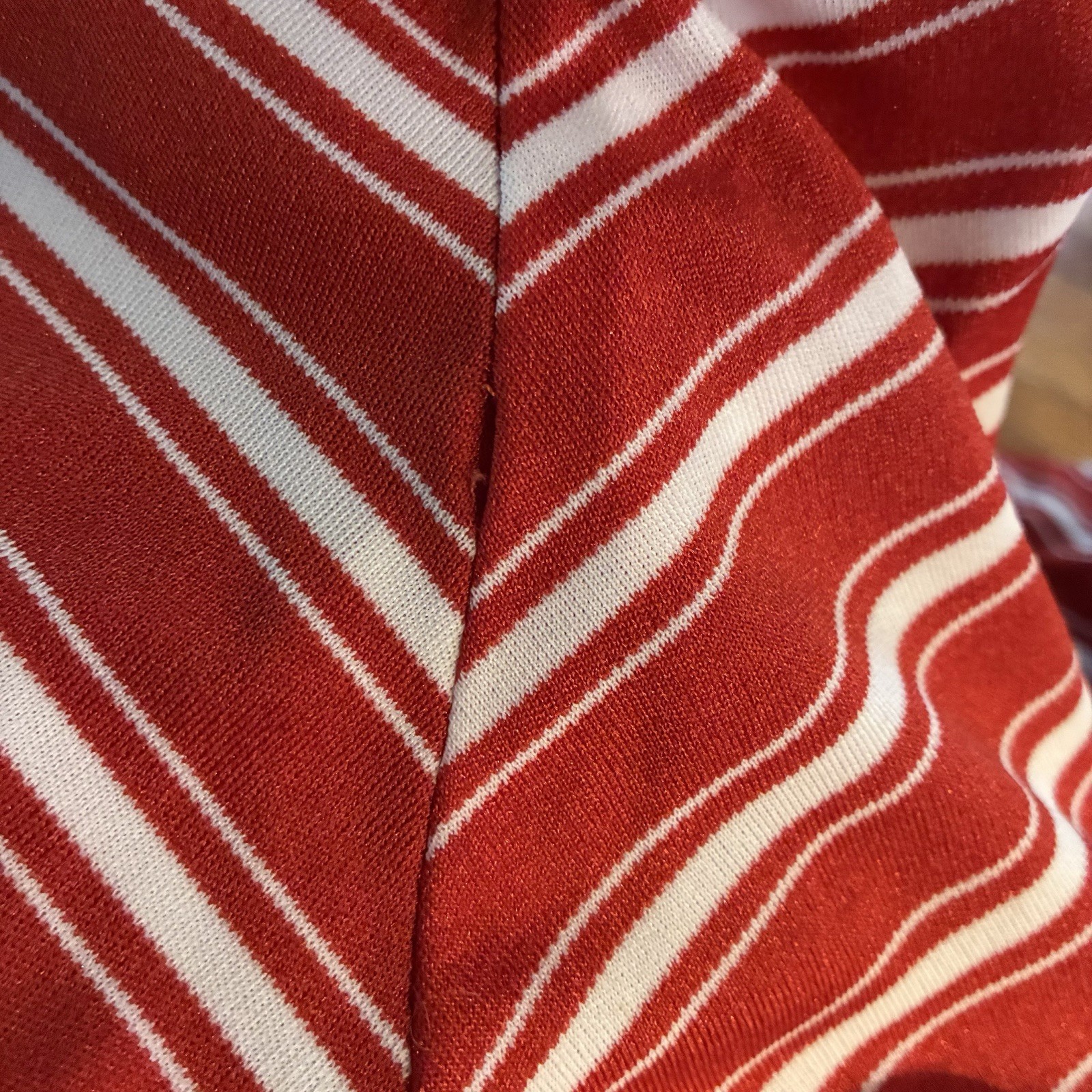 Vintage Sleeveless Trolley Car Maxi Dress Candy Cane Chevron Stripes Small