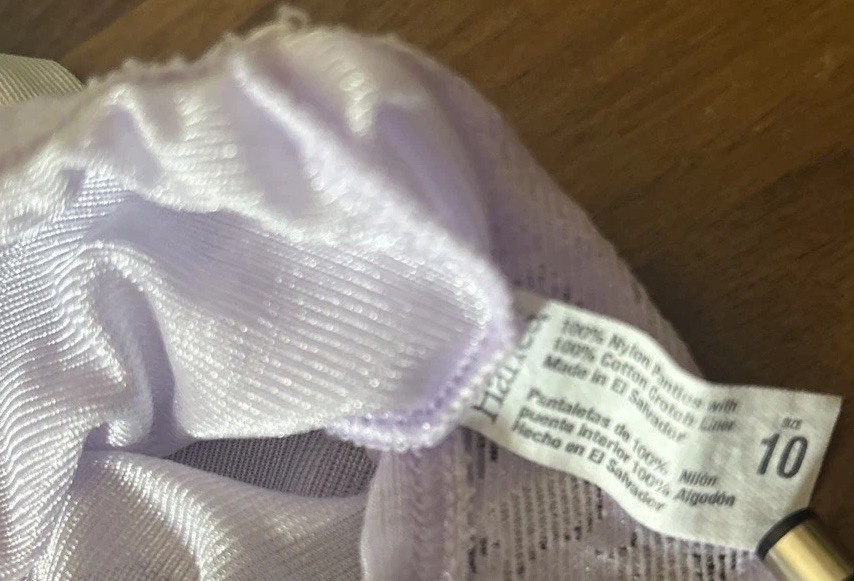 Vtg Hanes Hi cut panties shimmery nylon Lilac lace Sz 10 Side Tag Second Skin