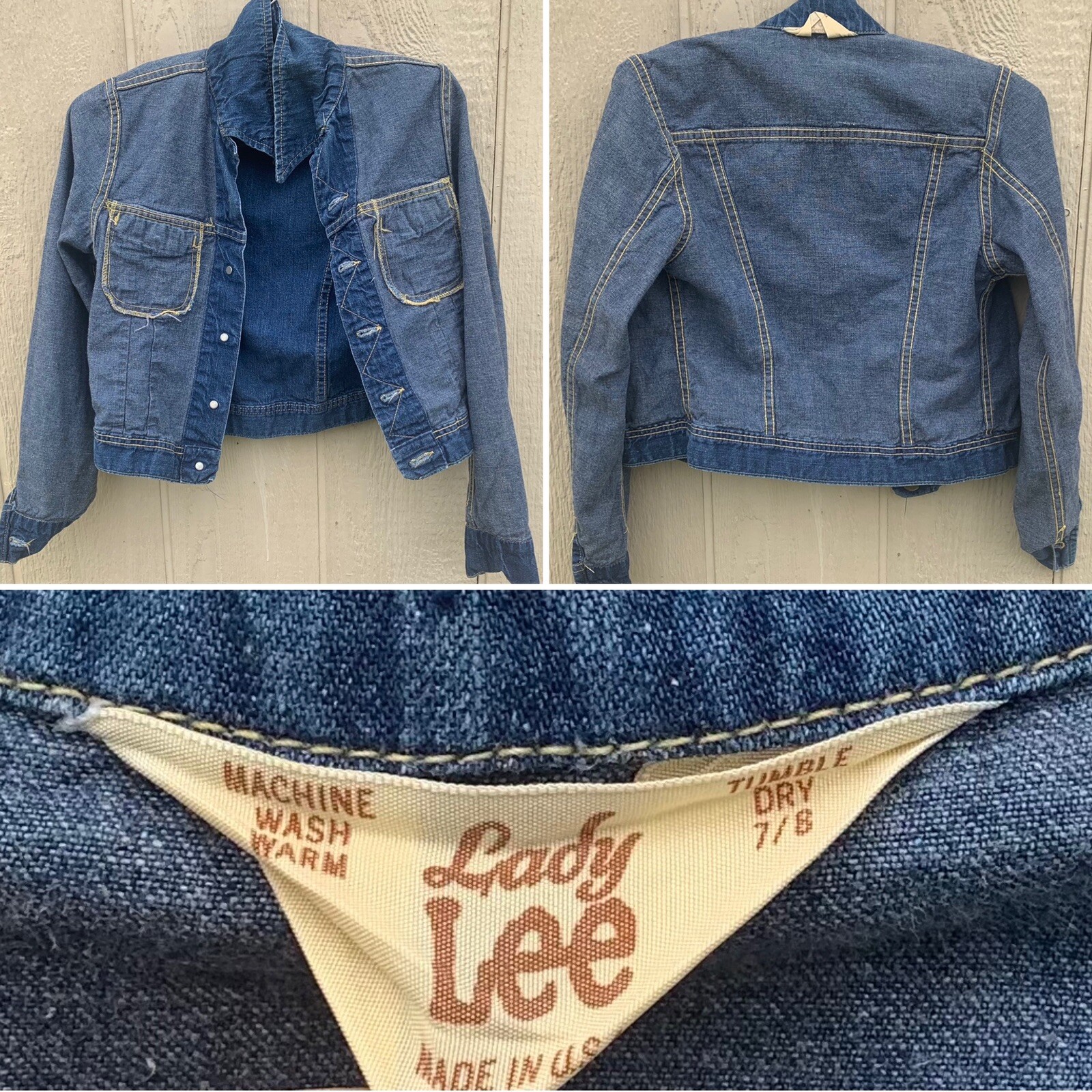 vintage Lady Lee denim jacket jean jeans jacket made in USA Size 7 8