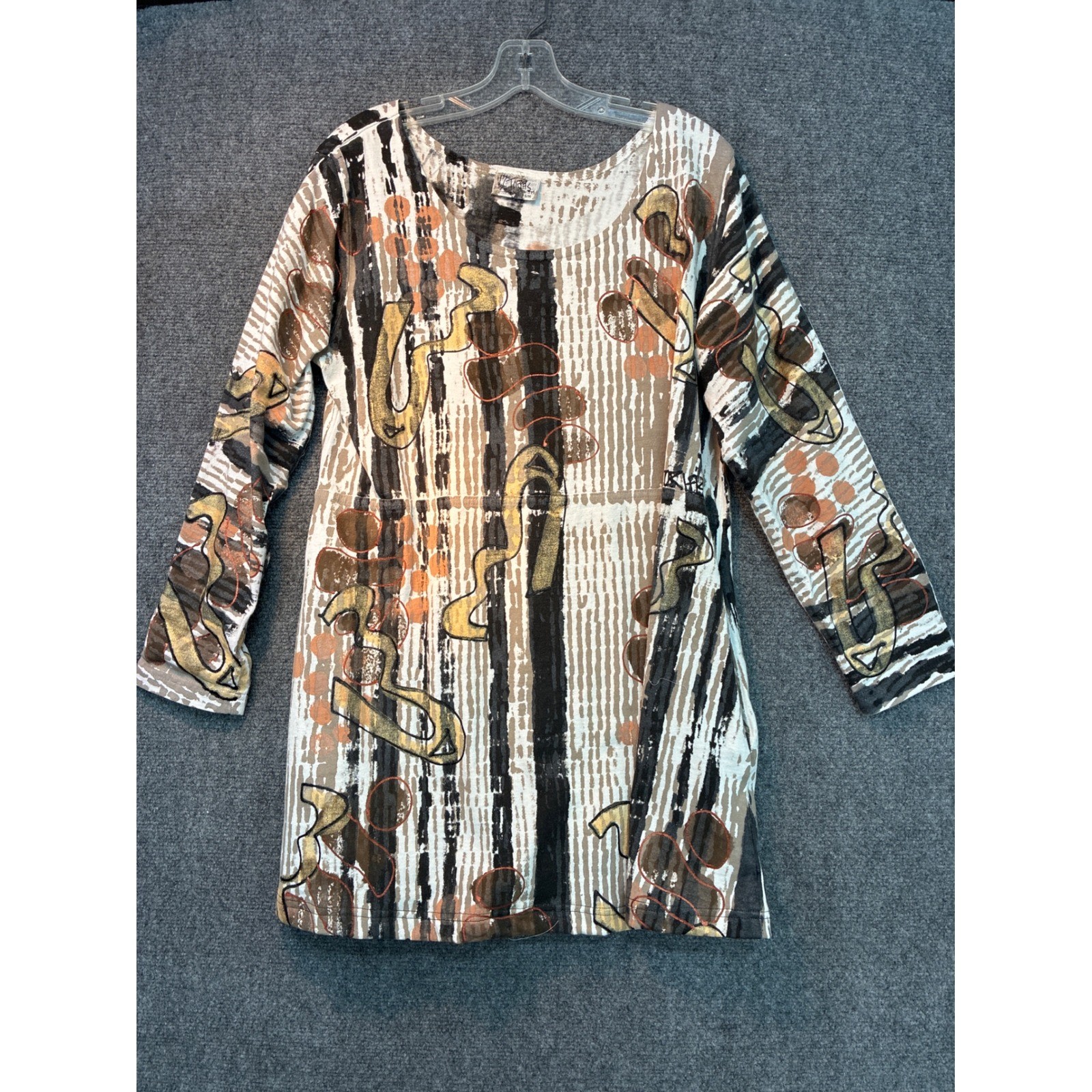 V. C. Torias 1996 Hand Painted Cotton Tunic Top Abstract Art Womens SM Vintage