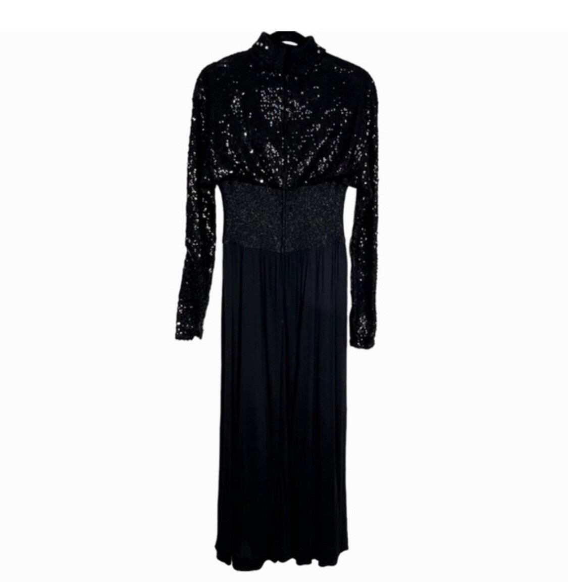 Pat Sandler vintage 1960’s 70’s long black sequin Elegant Evening Long gown