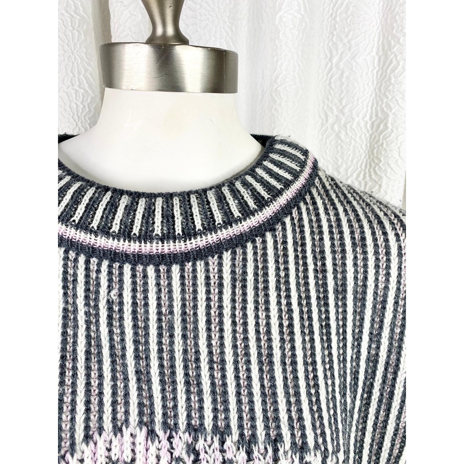Vintage Unionbay Wool Blend Sweater, Striped Chunky Knit, Y2K Crop Top, Size L