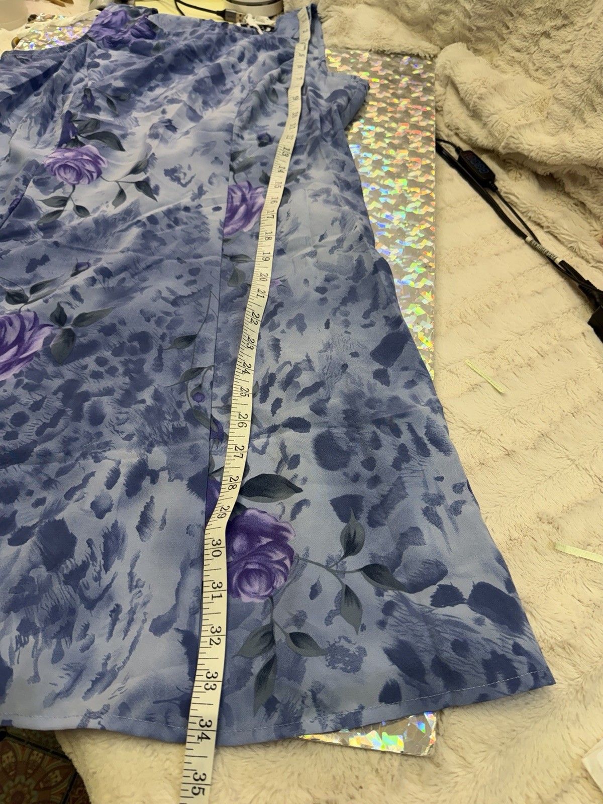 Vintage DBY Floral 90s Y2K Slip Dress 9/10 Blue Tie Back Whimsigoth Fairy Grunge