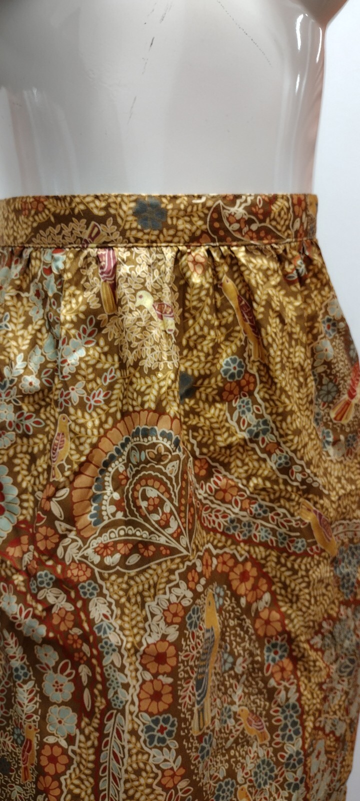 70s Boho Short Skirt Birds Paisley Brown Bronze Schrader Sport NY Medium