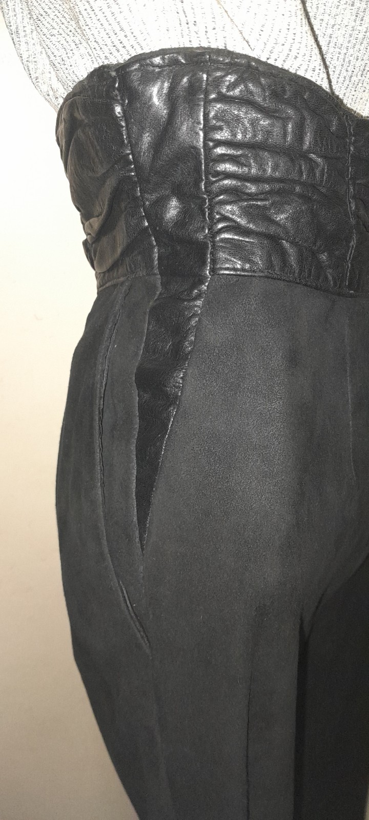 Vtg 80s 90s Does 40s 50s Black Suede I.magnin VAKKO Leather High Waist Pants 26
