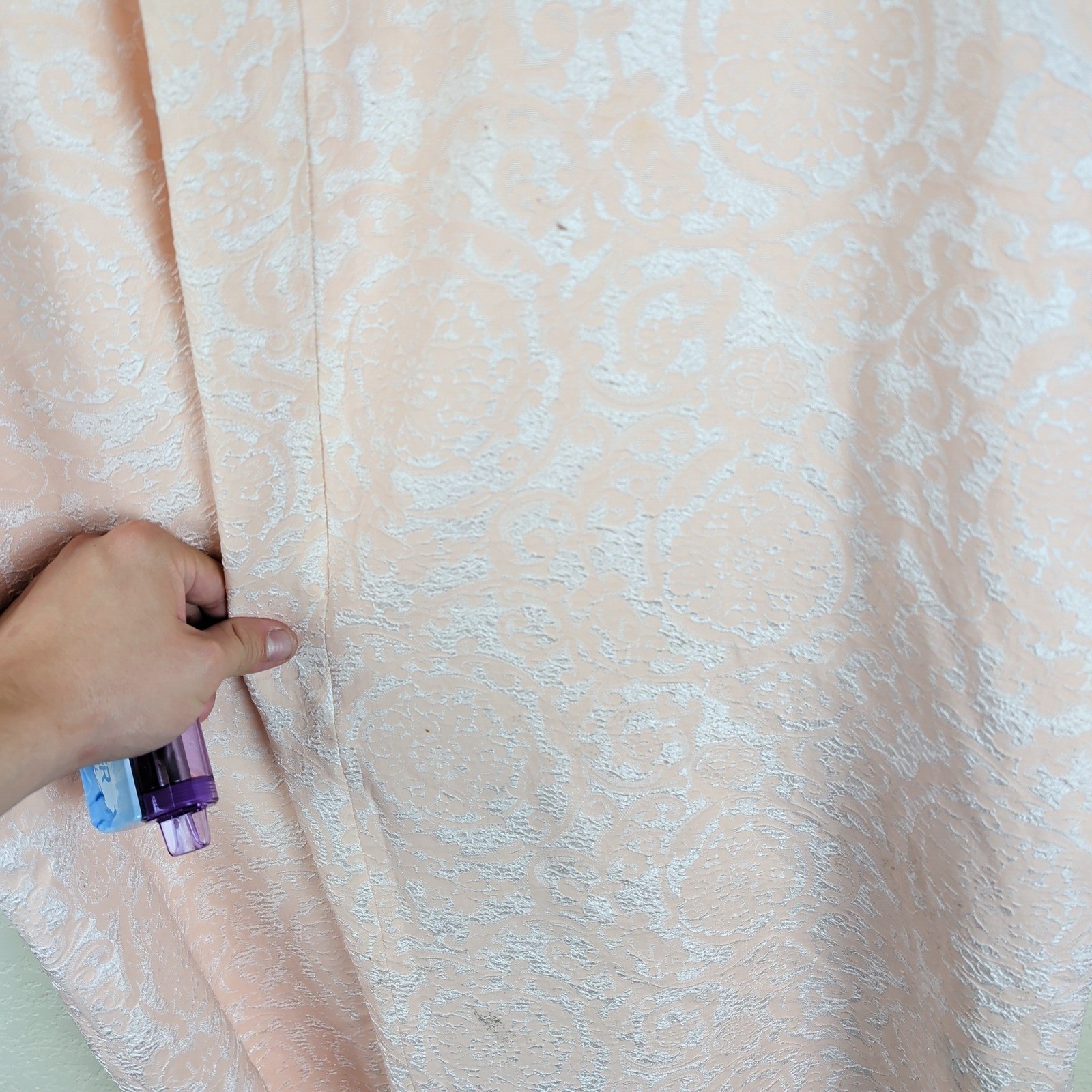 Oscar de la Renta Vintage Pink Floral Jacquard Caftan Robe L Neiman Marcus Gown