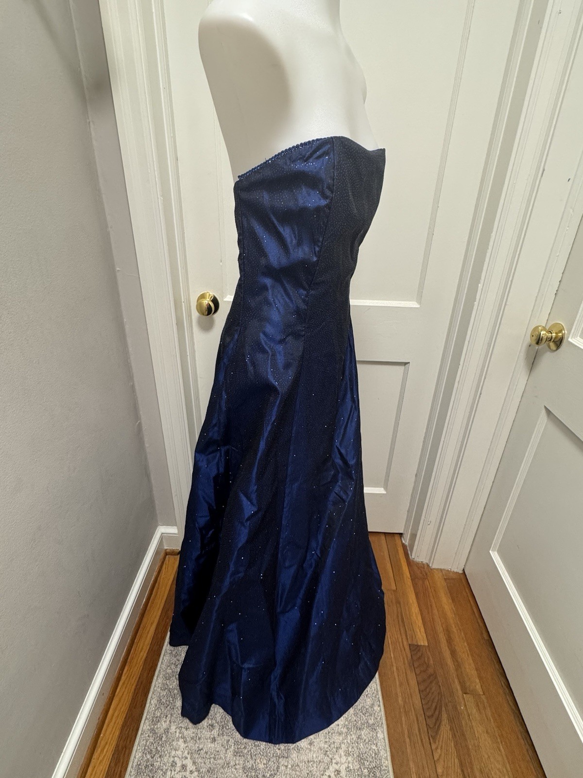 VTG Scott McClintock Blue Sparkle Strapless Gown Dress 12 Midnight Navy Prom