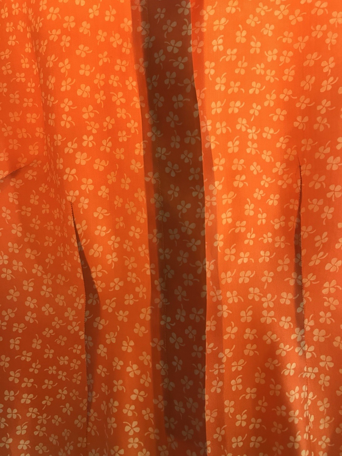 True Vintage 1950s Pure Silk Shamrock Orange Women’s Fitted Top Sz S/M Pinup.