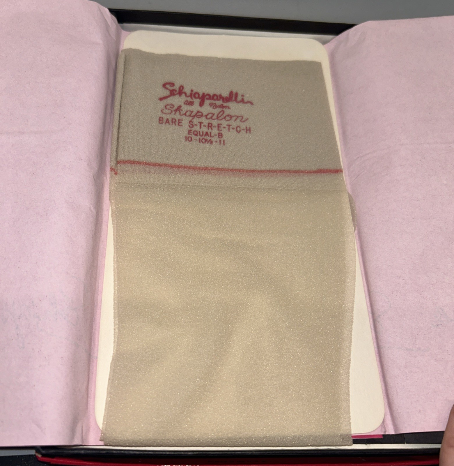 Vintage Schiaparelli All Nylon Shapalon Stockings 10-10.5-11 B In Original Box