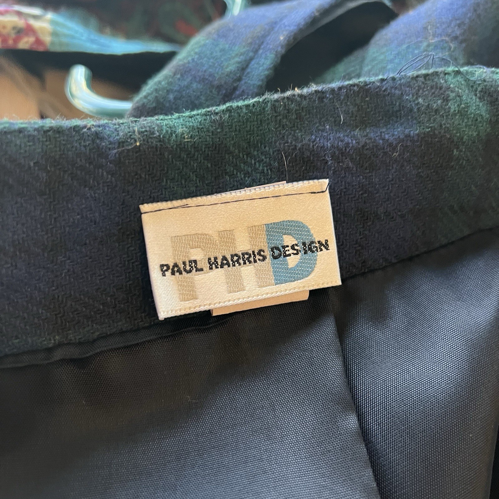 Vintage 90s Paul Harris Design Green Blue Tartan Plaid Skirt womens 6