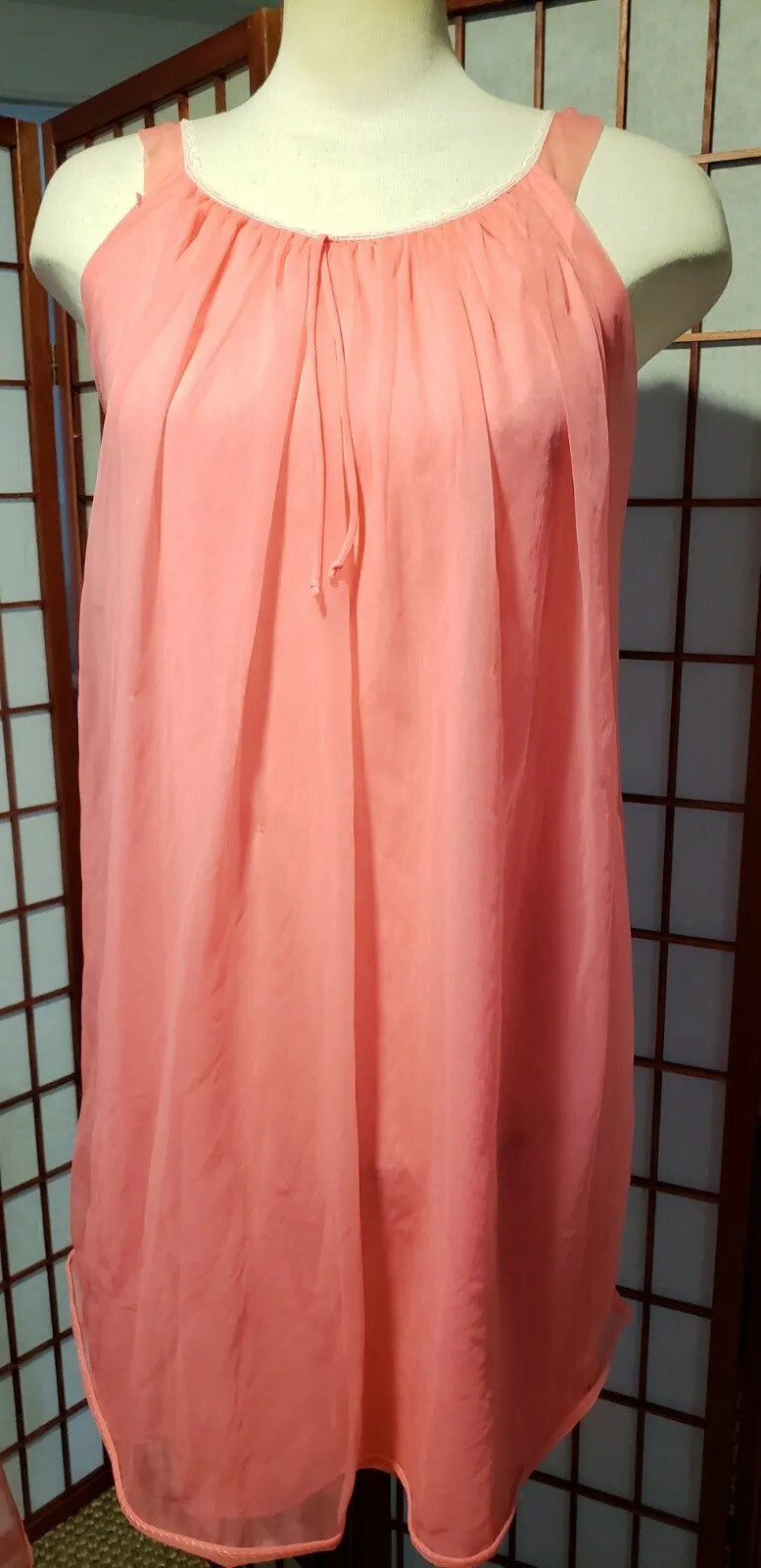 Lisette pink Chiffon Nightgown Robe Set Peignoir Babydoll 1950’s Honeymoon