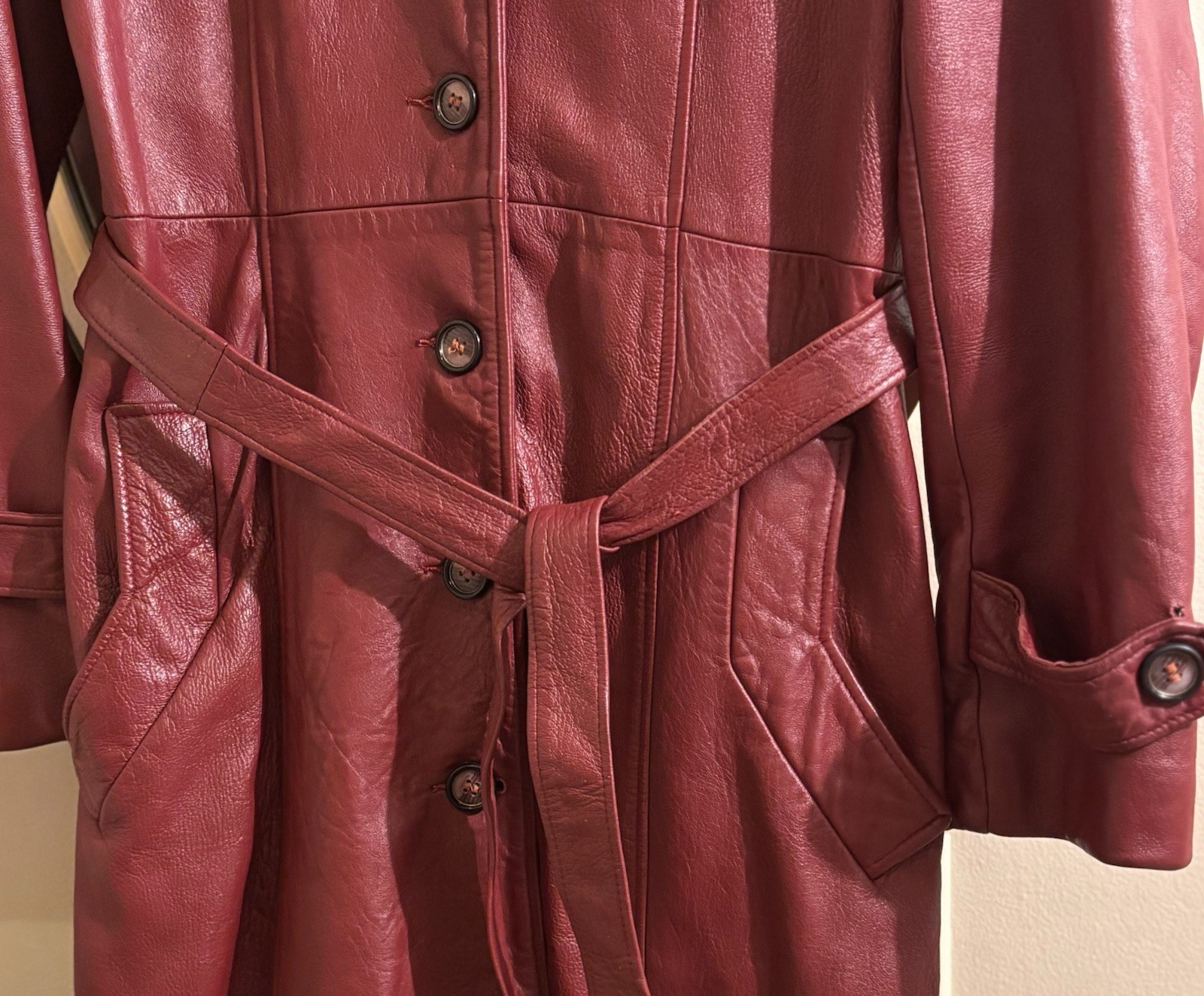 Vtg Leathers by New England Sports Wear Co Leather Trench Coat Women’s Medium