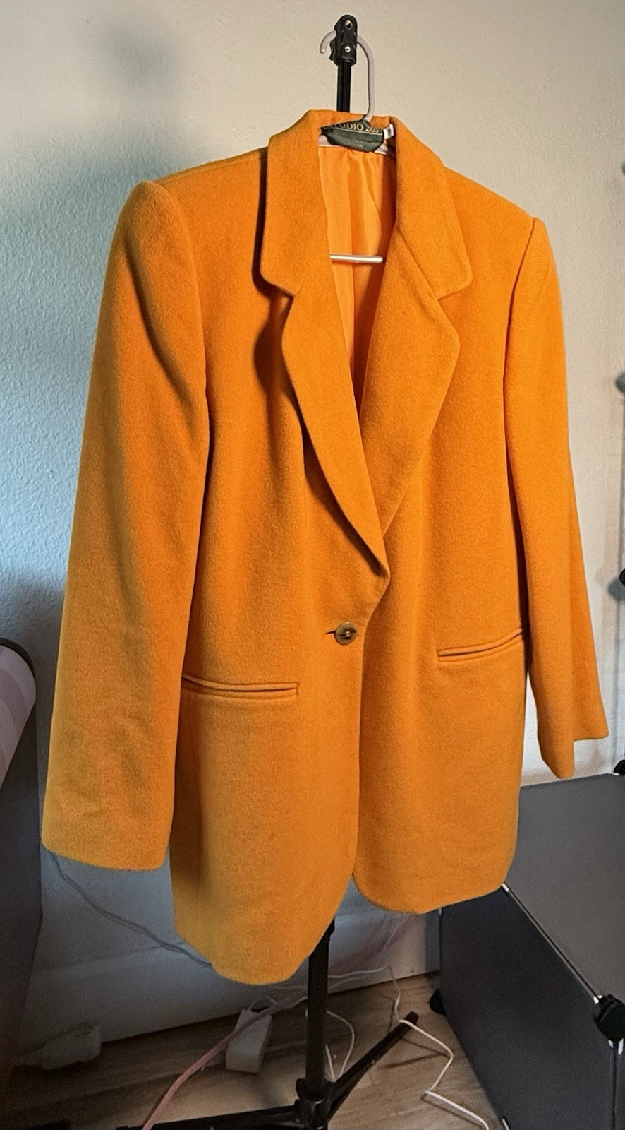Vintage 90s Made n Russia Mustard Yellow Cashmere Wool Blazer Studio 205 Size 10