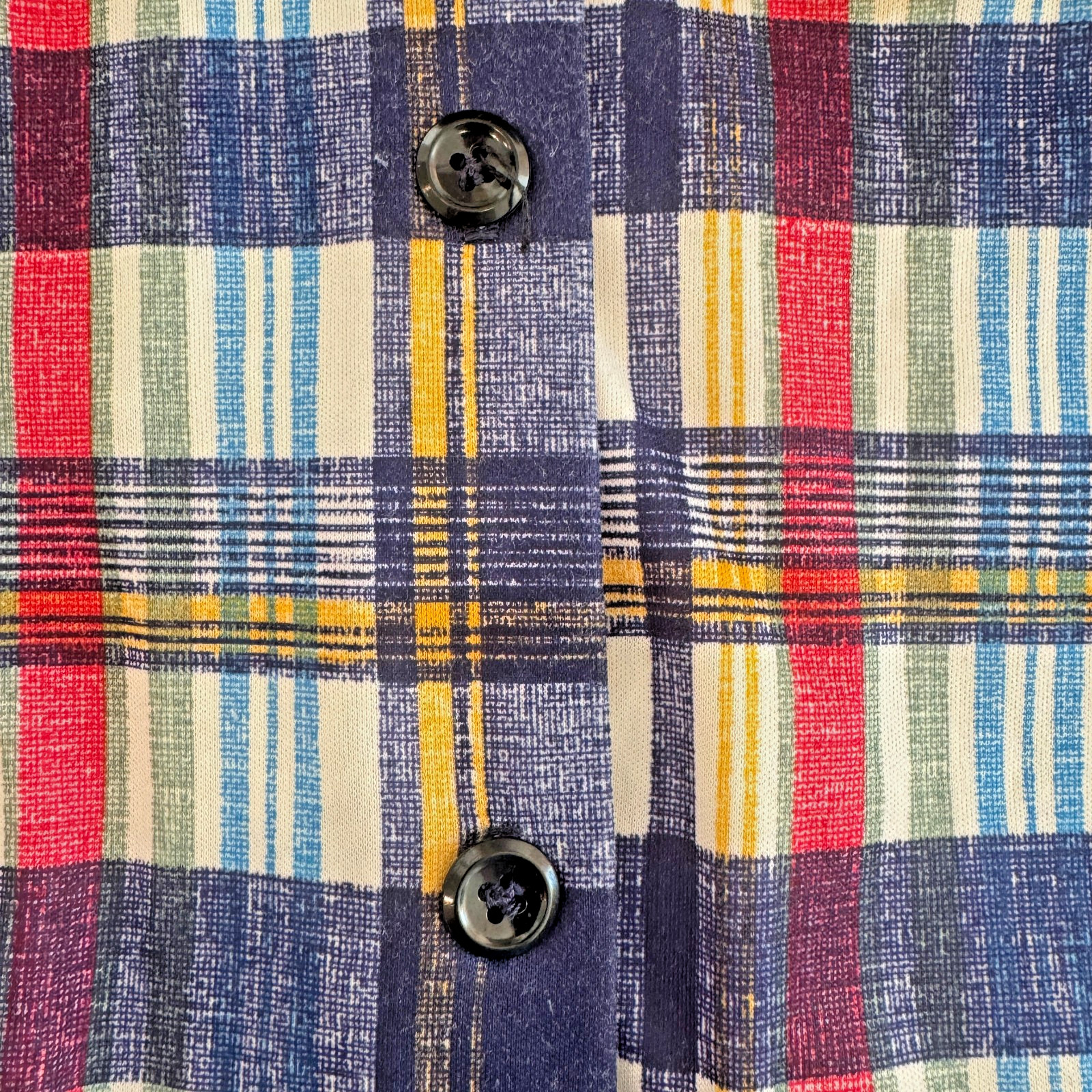 Vintage 70s Lady Graff Plaid Shirt Womens M Blue Red Button Front Retro Top Mod