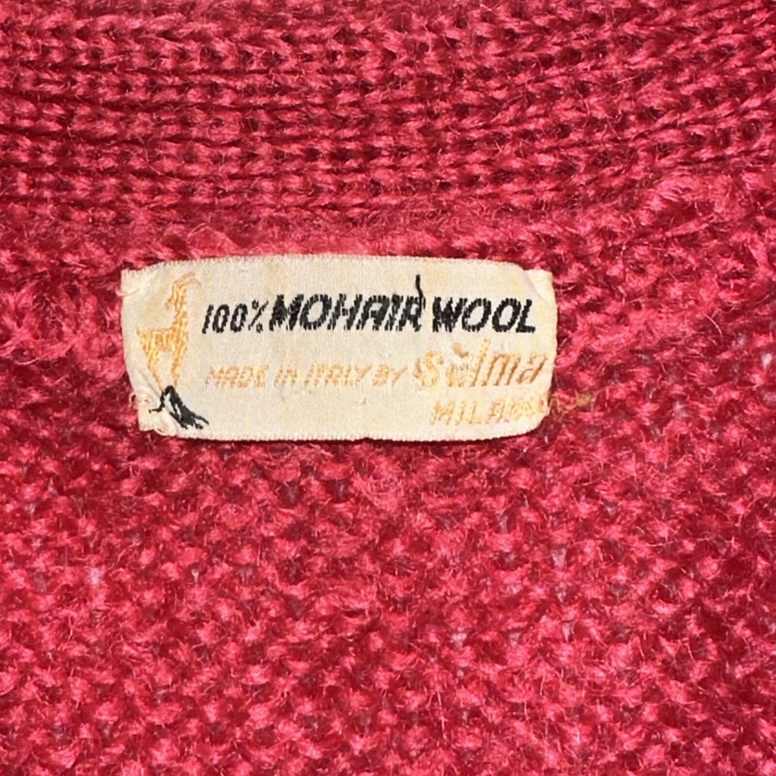 Vintage 1960s 100% Mohair Cardigan Sweater Pinkish Red Approx Sz Medium Shaggy