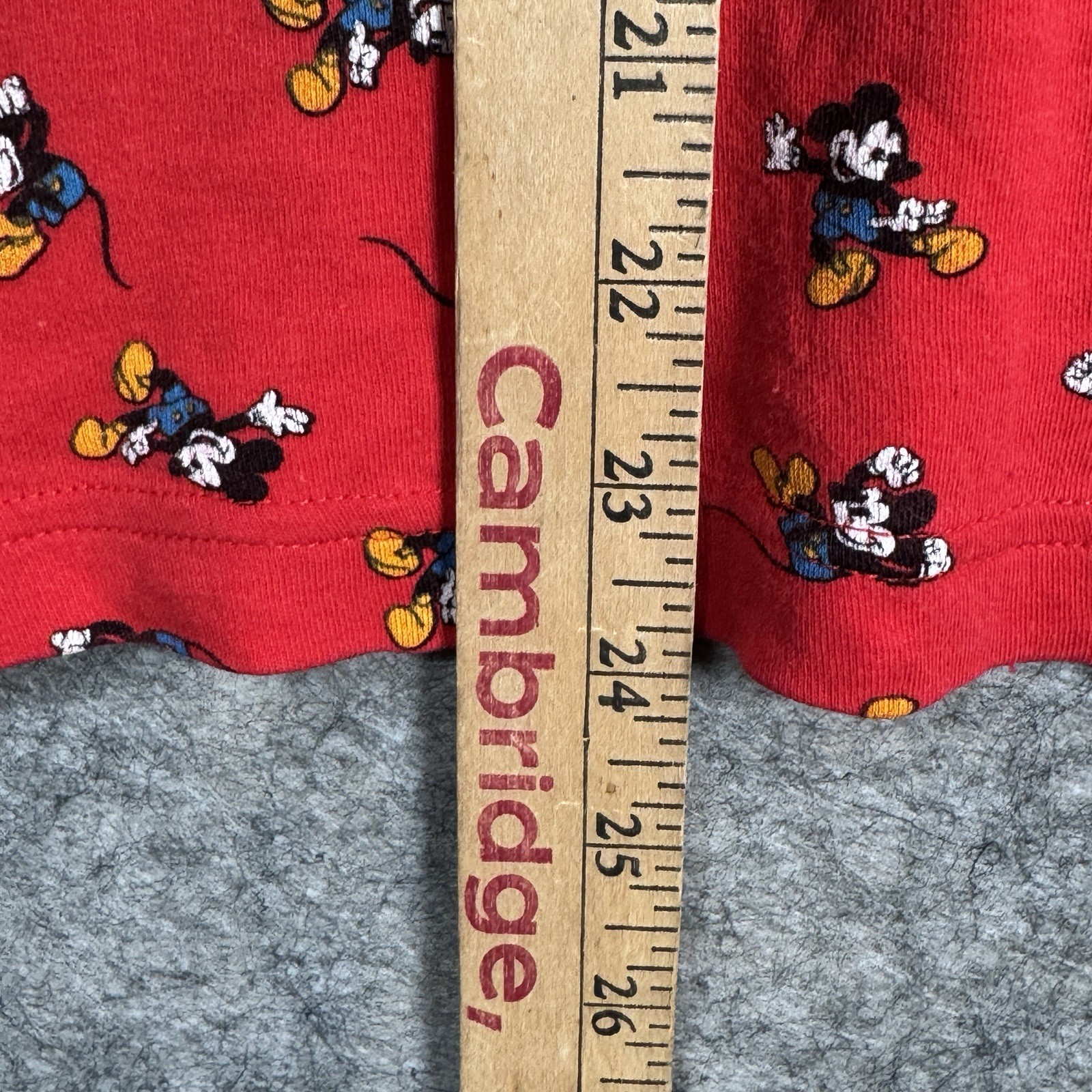 Vintage Womens 90s Mickey & Co Red AOP Mickey Mouse Turtleneck Shirt Sz M 20×24