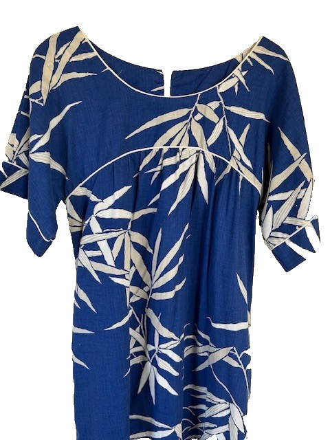 Tsark Hawaii Vtg 70’s Dress 9/10 Blue White Asian Inspo Pockets Zip Piping A-Lin