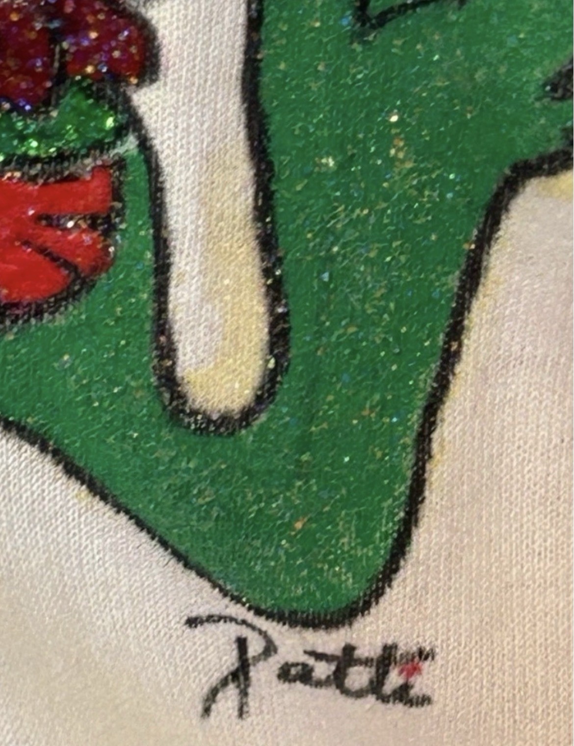VTG Hand Painted Frog glitter Puff Paint Tuxedo Dapper Whimsical 90s OOAK XL