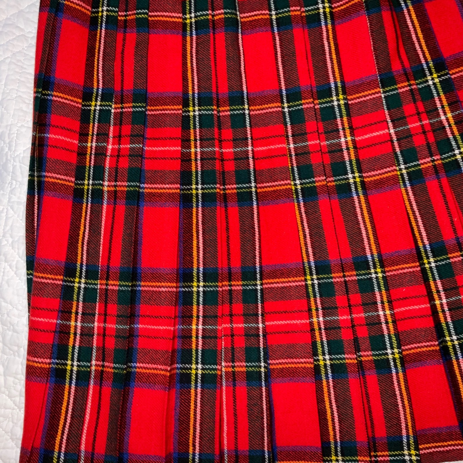 Vintage 90s Womens Kilt skirt size 4 to 6 red plaid pleated wool buckles