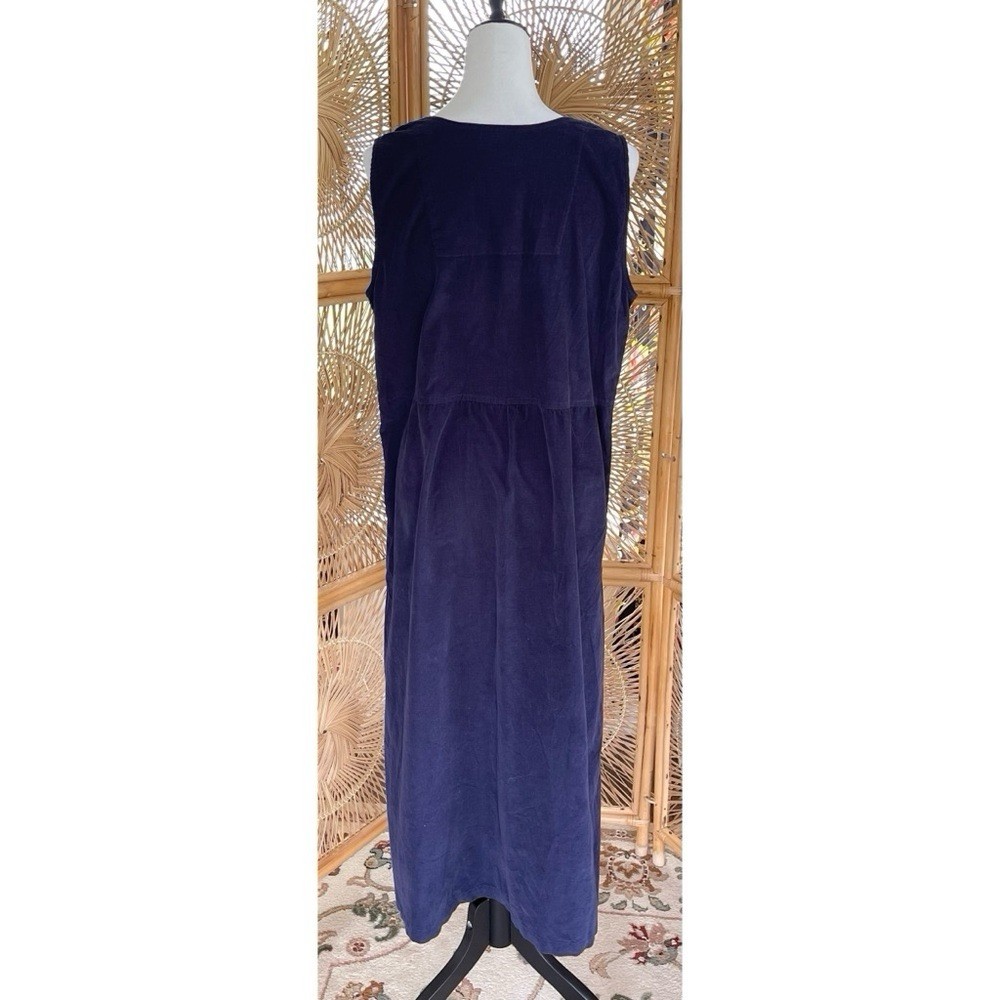 Vintage 90s NWT Northern Reflections Dark Blue Corduroy Embroidered Jumper Dress