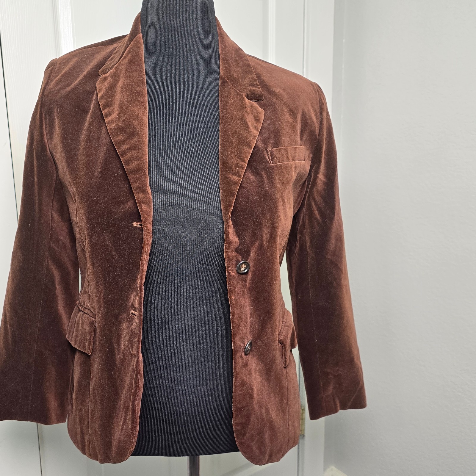 Vintage Prestige of Boston Brown Cotton Velvet Blazer Jacket Women’s Size 8