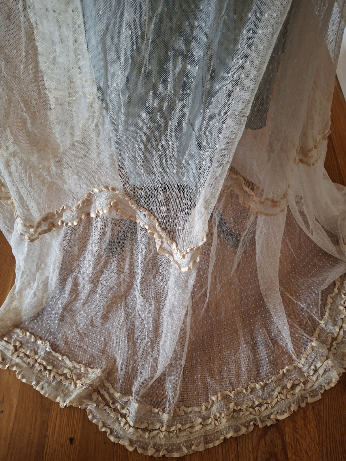 Vintage 1900 Charming Swiss Dotted/Ribbon Trim Bodice & Skirt