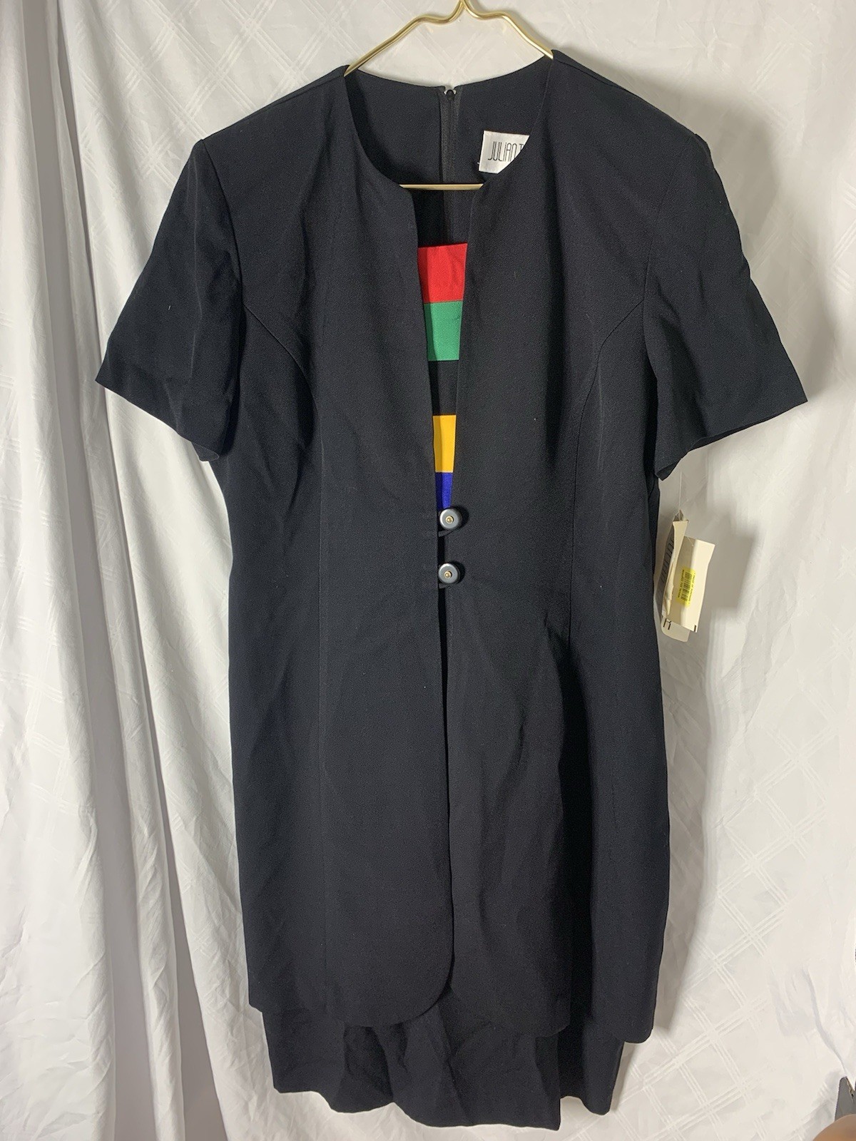 Vintage Dress NWT Size 14 Julian Taylor New York 90s Color Block Shoulder Pads