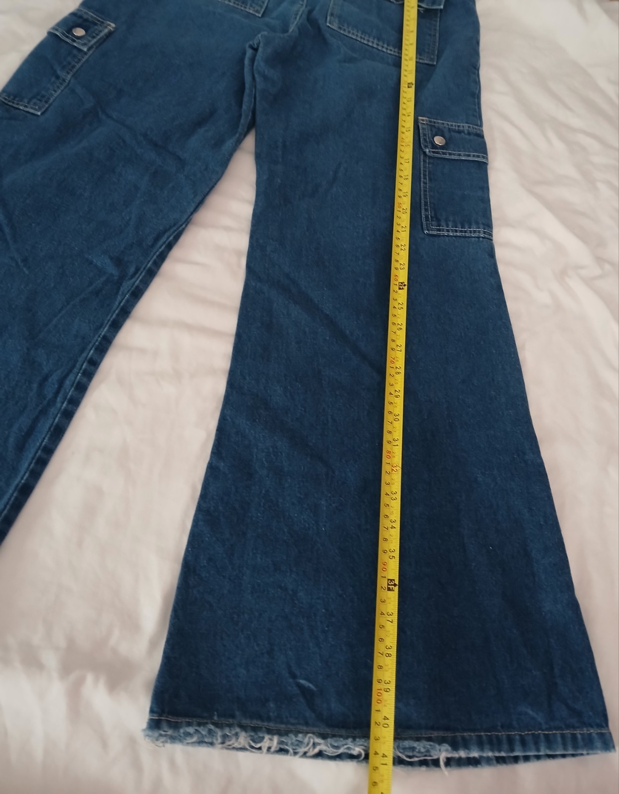 Vintage 90s Straight Flare Leg Jean With Cargo Pockets Paris Blues Size 9
