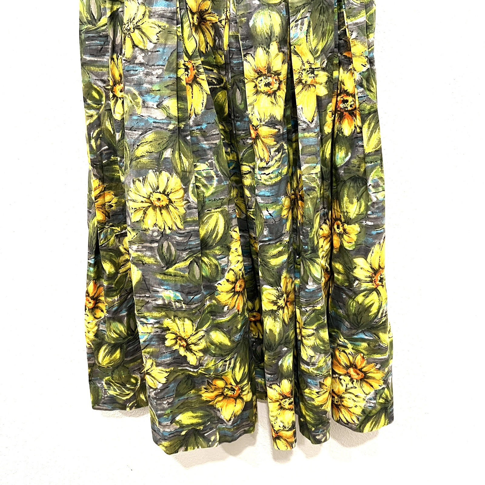Vintage Handmade Hawaiian Floral Sundress Retro 50s-60s Rockabilly Tiki Pinup S