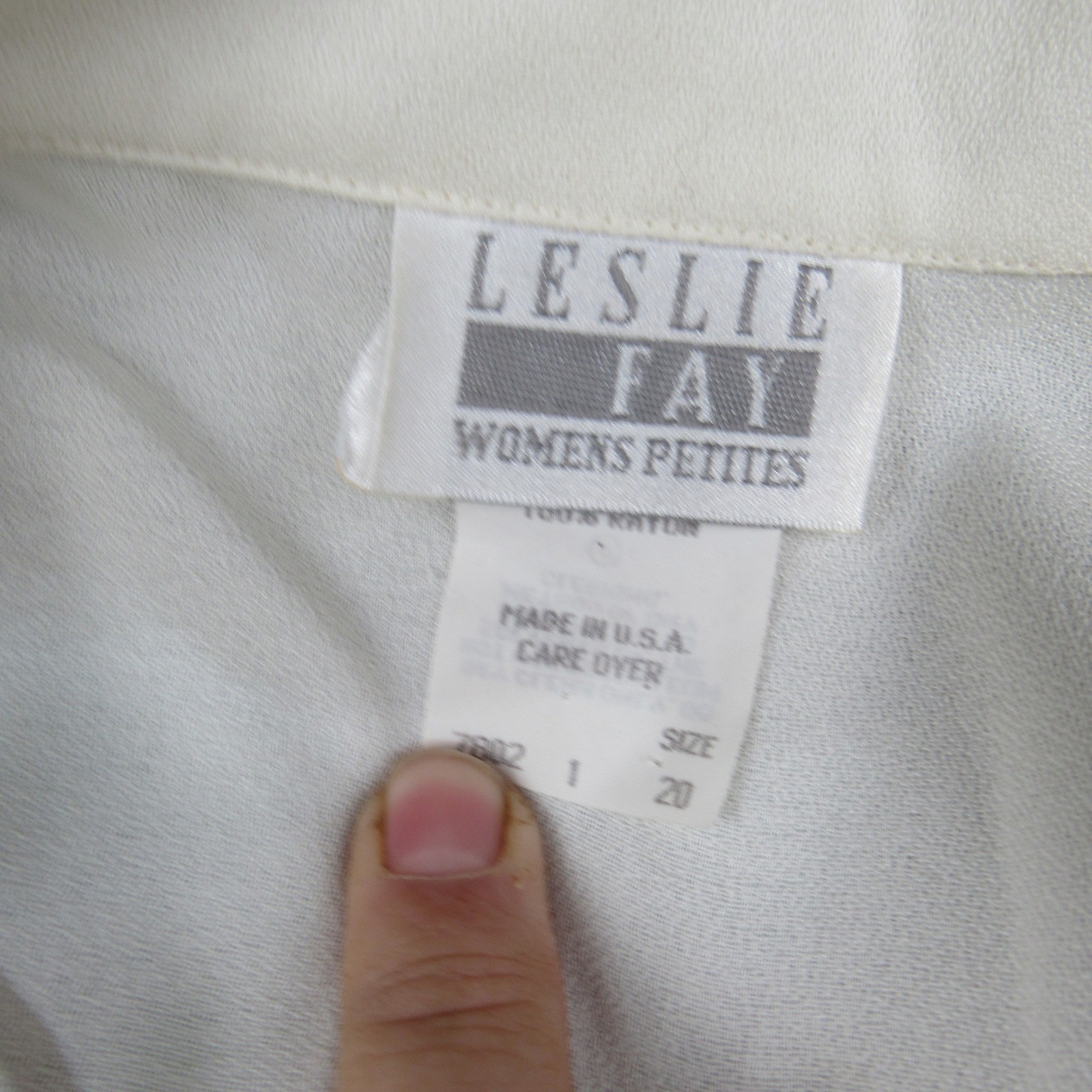 Leslie Fay Vintage Womens Petites Midi Dress Cream Diamond Print Belted Size 20P