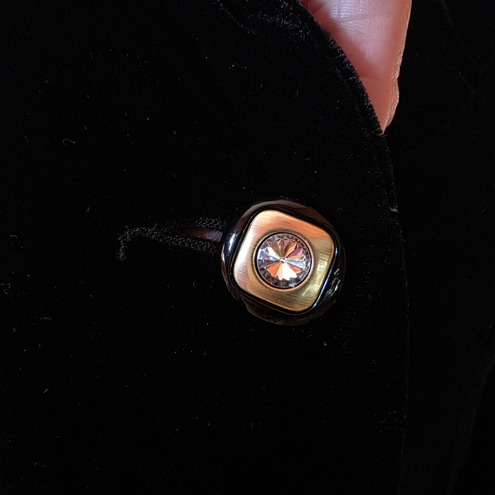 Parisian Vtg 90s Blazer Jacket W’s Sz 10 Silk Blend Black Velvet 3 Button Lined