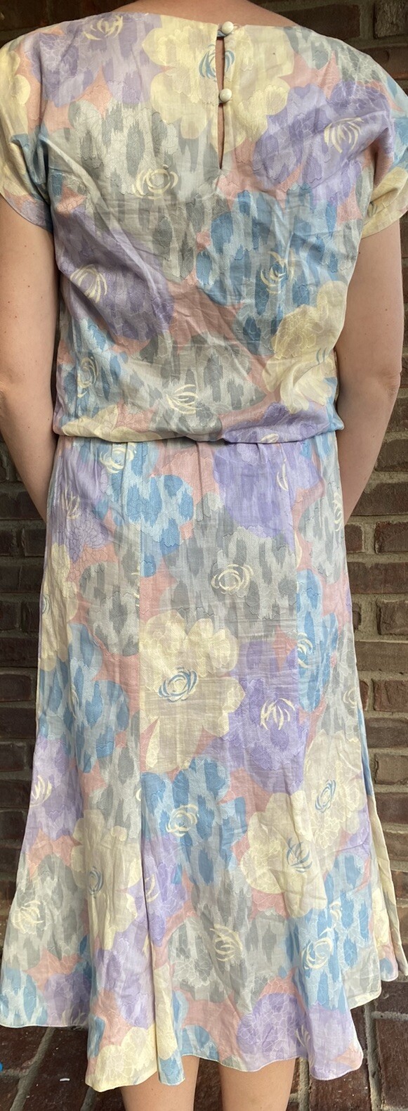 Vintage Pedestal Floral Midi Dress Size 4