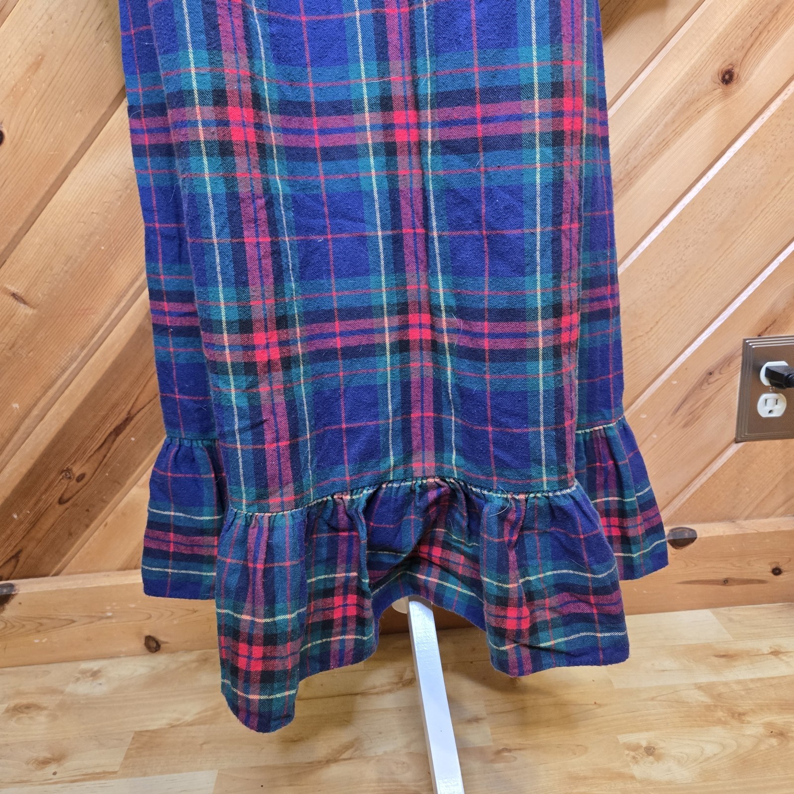 Vintage 80’s Willow Creek Blue Red Fleece M Night Gown Prairie Christmas Cottage