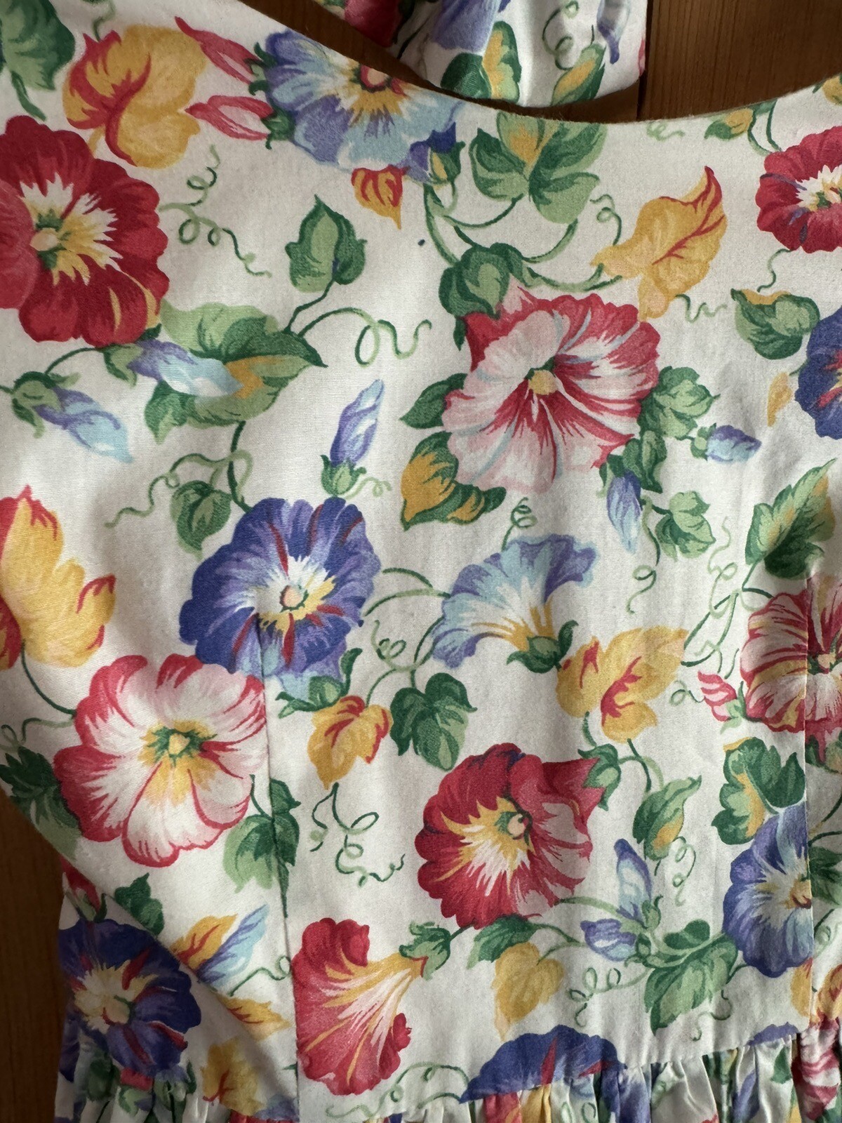 1990s VTG Morning Glory EASTER PRARIE Dress Girls Sz S 7-8? Huge Bow 28/23
