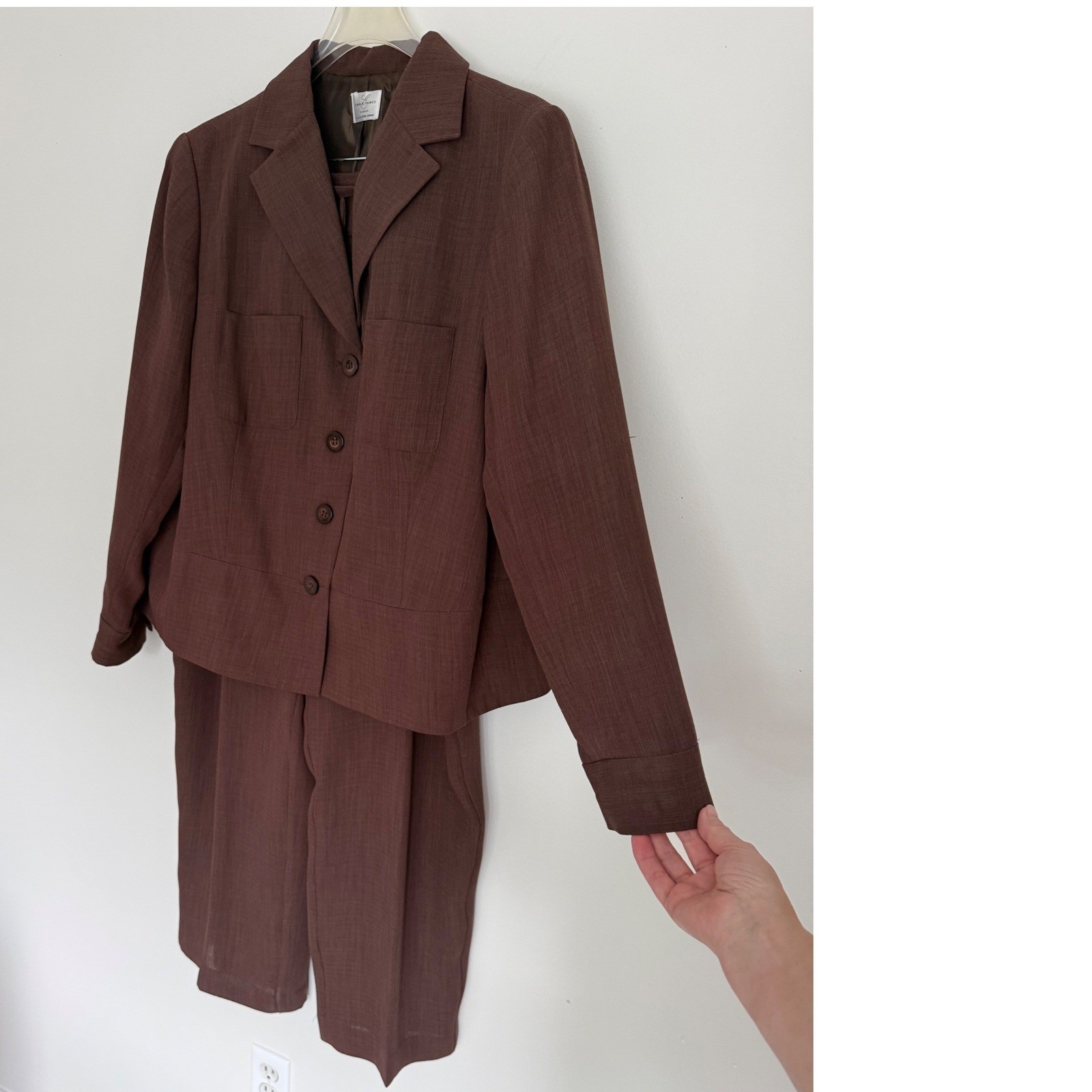 Emma James Vintage Brown Pant Suit Set NWT Size 18 90s Corpcore Blazer Trousers