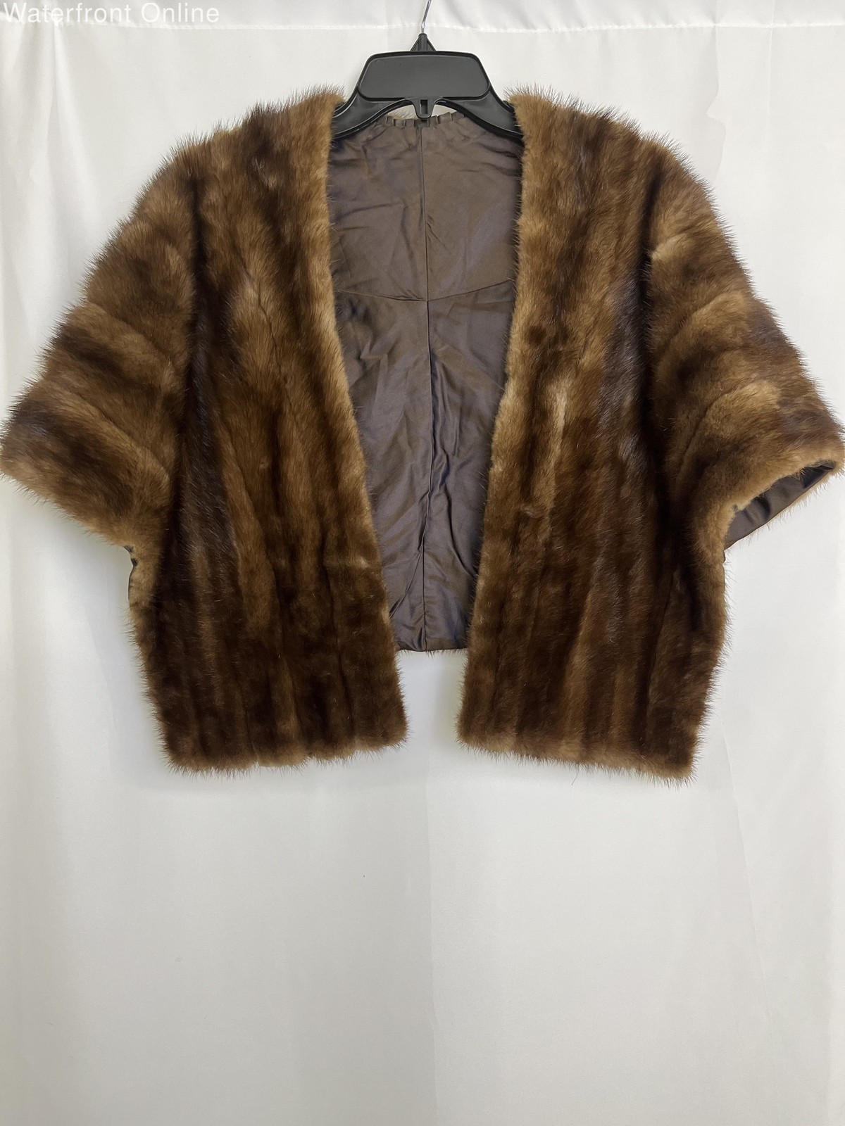 Unbranded Brown Fur Over The Shoulder Shawl Caplet Stole Lined No Closure