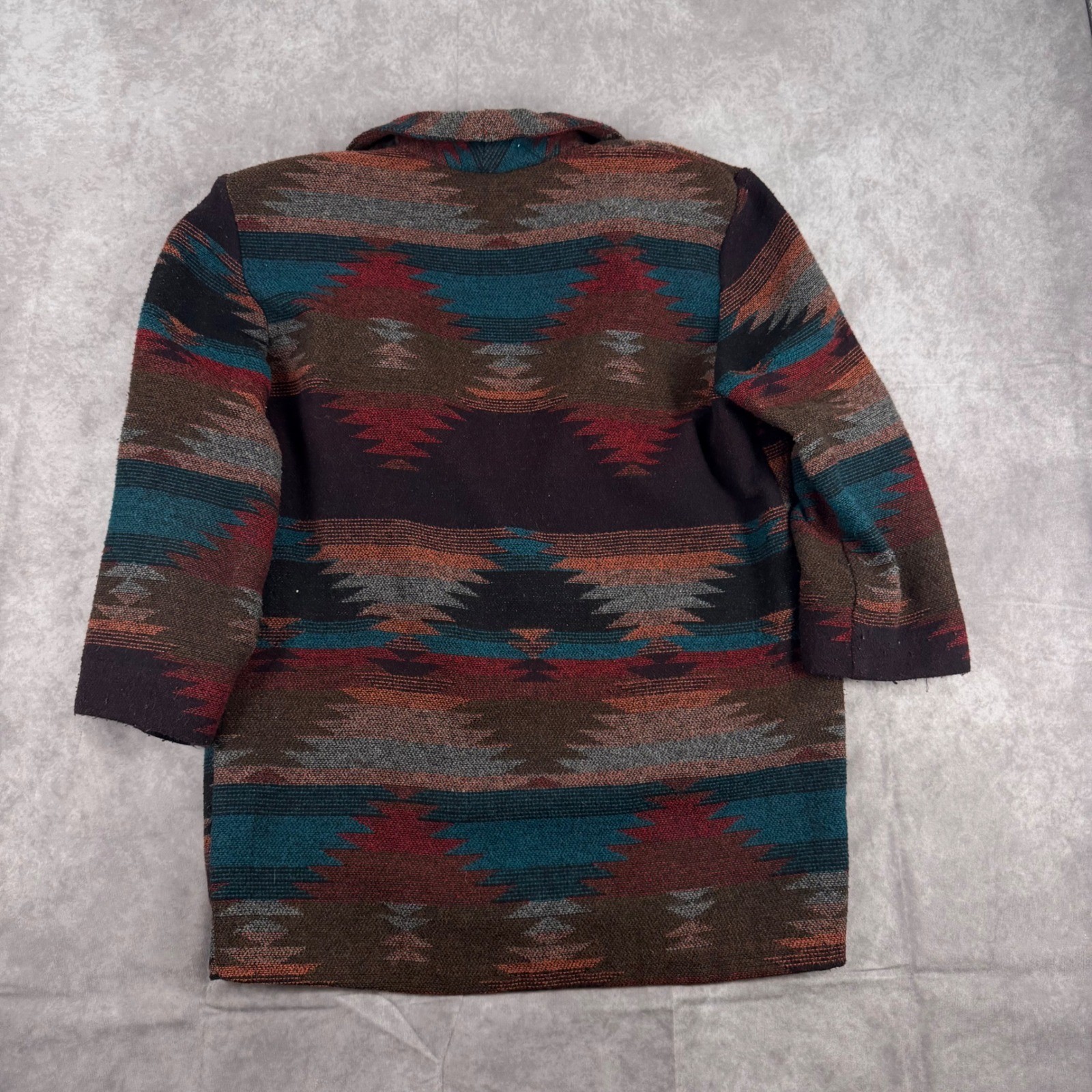 Vintage Wrapper USA Southwestern Aztec Blanket Blazer Jacket Multi Color