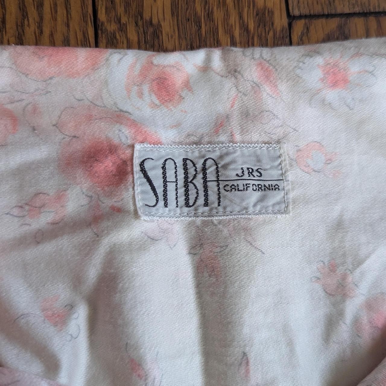 SABA JRS Cali Sleeveless 50s Summer Dress Vtg Mid Centry Pink White Floral Aline