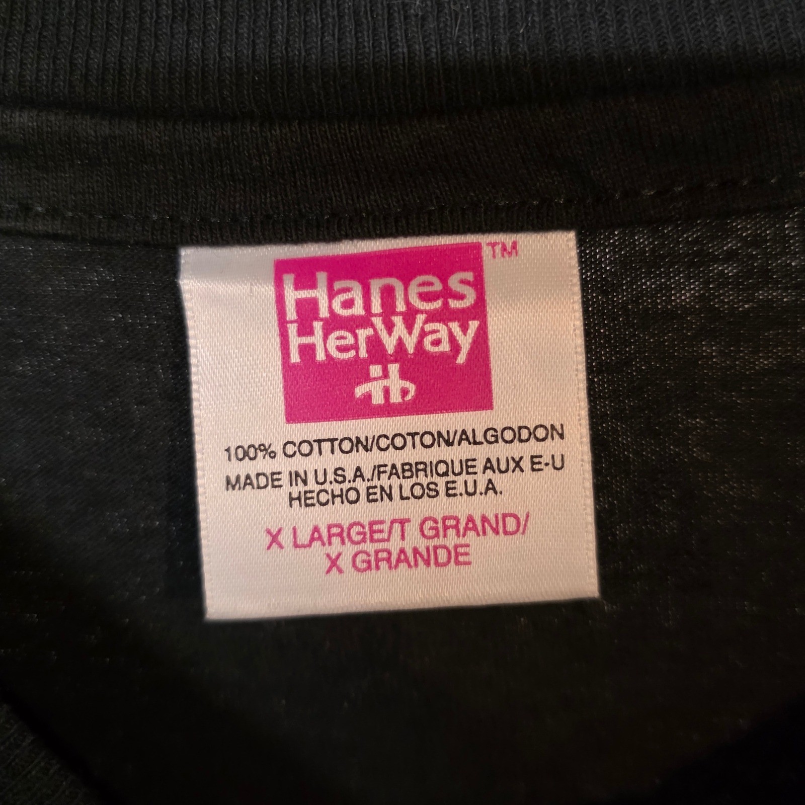 Vintage Hanes Her Way Black Floral Patchwork Graphic T-Shirt XL Cotton 90s Boho