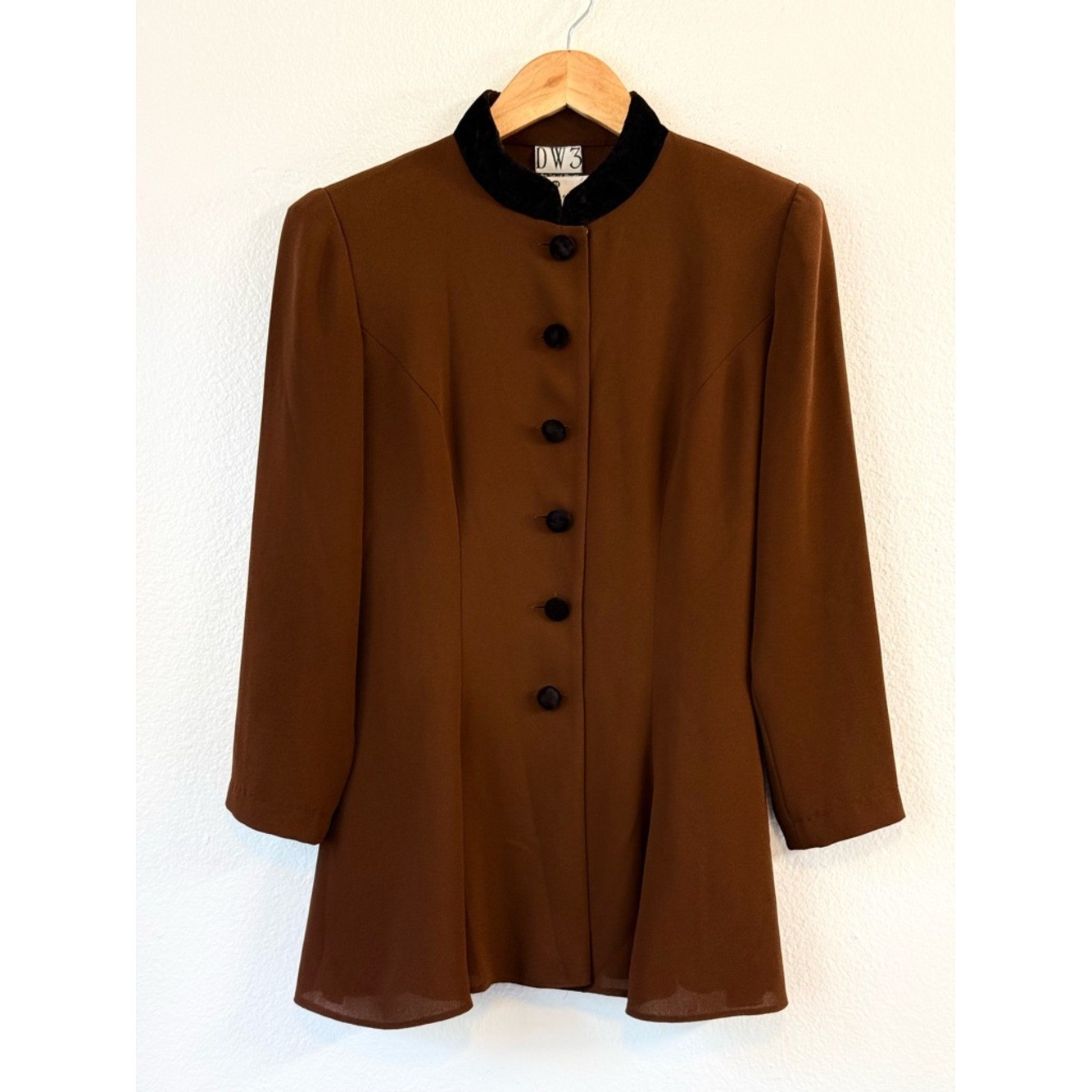 VTG David Warren DW3 Saks Fifth Avenue Velvet Collar Short Coat Two Tone Sz 4