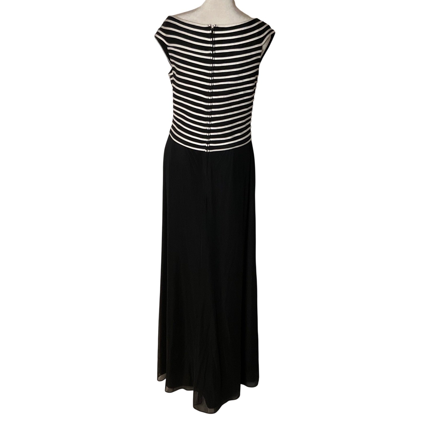 Vintage Tadashi shoji Neiman Marcus women’s maxi dress black white large 731272L