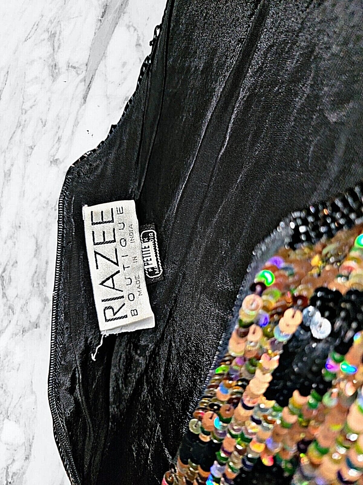 Y2K Dress Womens (Size P) Naeem Khan Riazze Boutique Holographic Gold Black