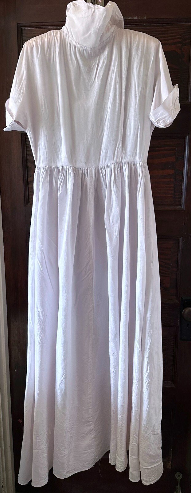 Vtg 40’s 50’s White Acetate Dress Rockabilly Formal Stand Up Collar Zip Long