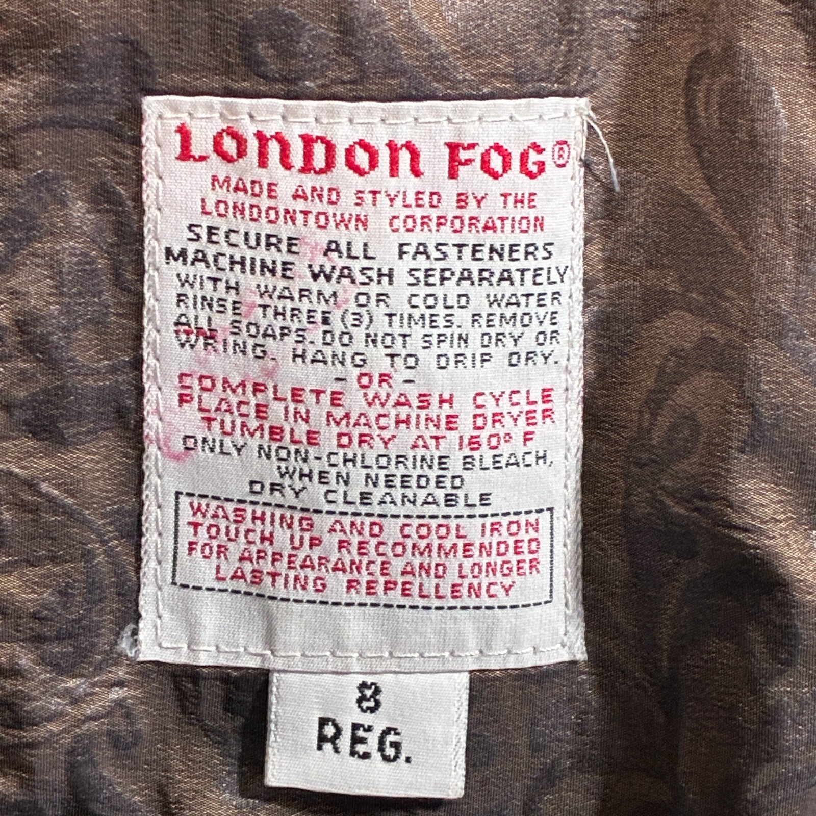 Vintage London Fog Trench Coat Women’s Duster Brown Paisley Liner Sz 8reg – READ
