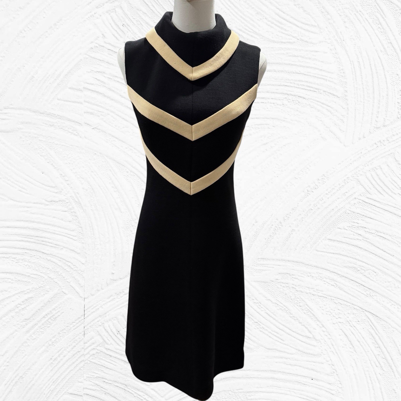 1960s LILLI ANN Knit Black Cream Chevron Dress W/Matching Jacket 2/4(read) *flaw