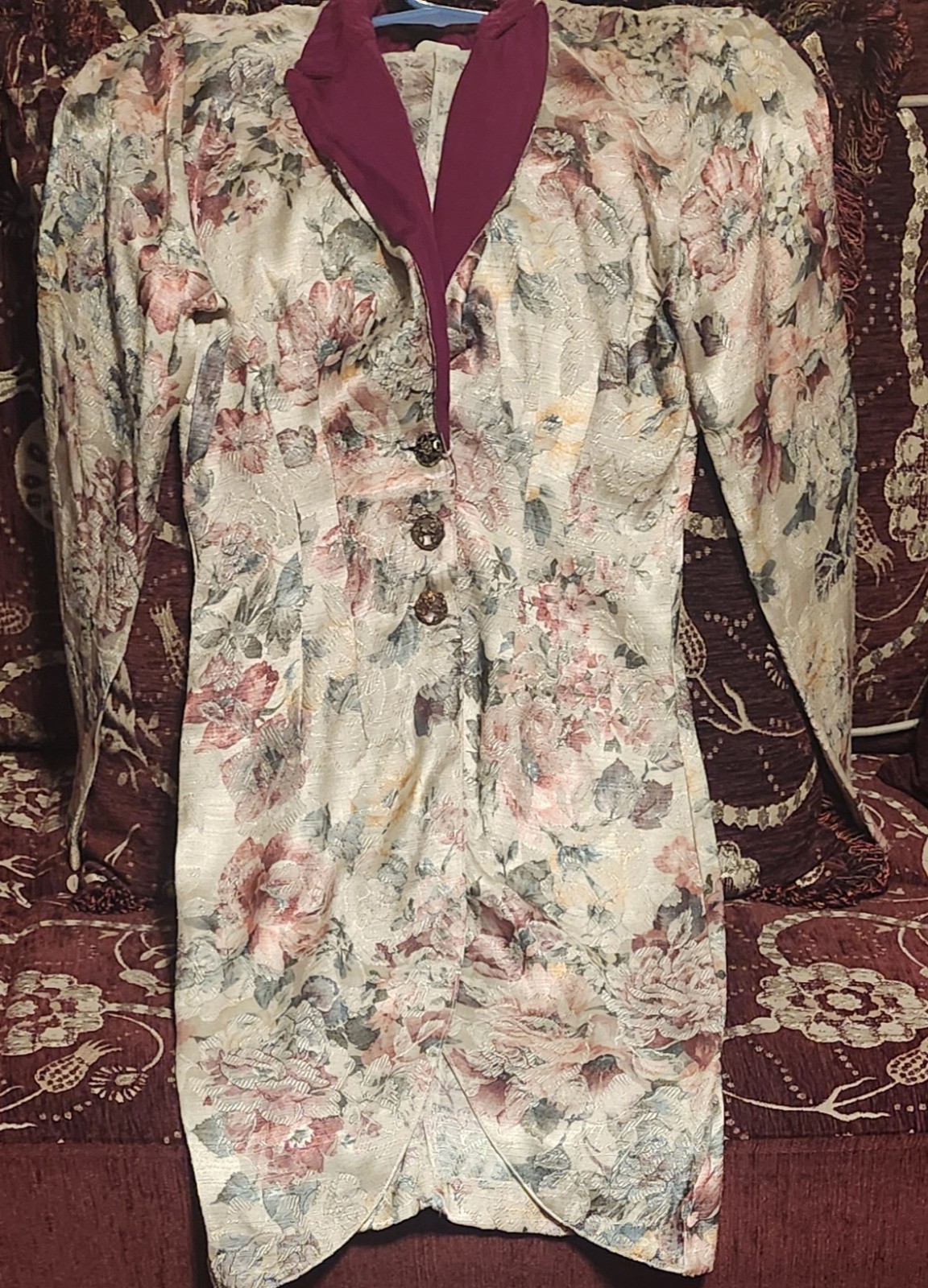Floral Coat With Pink Dress Set