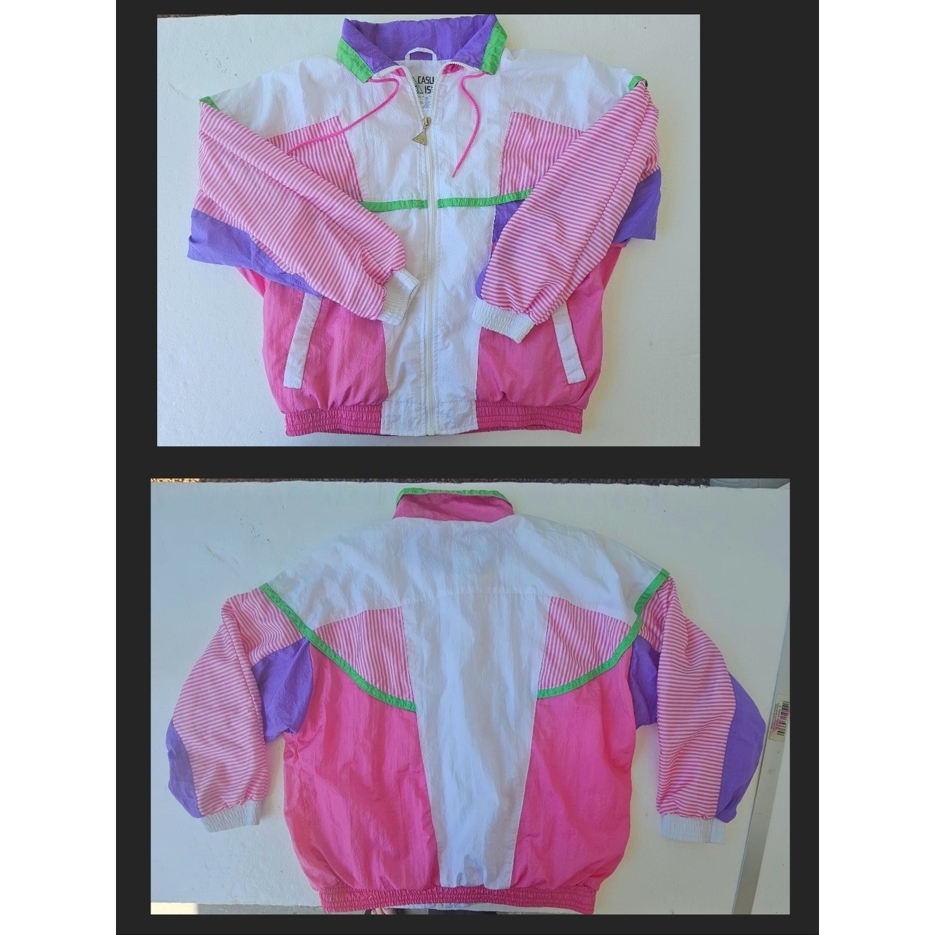 VTG 90s Windbreaker Track Suit Neon Womens Small Casual Isle Nylon